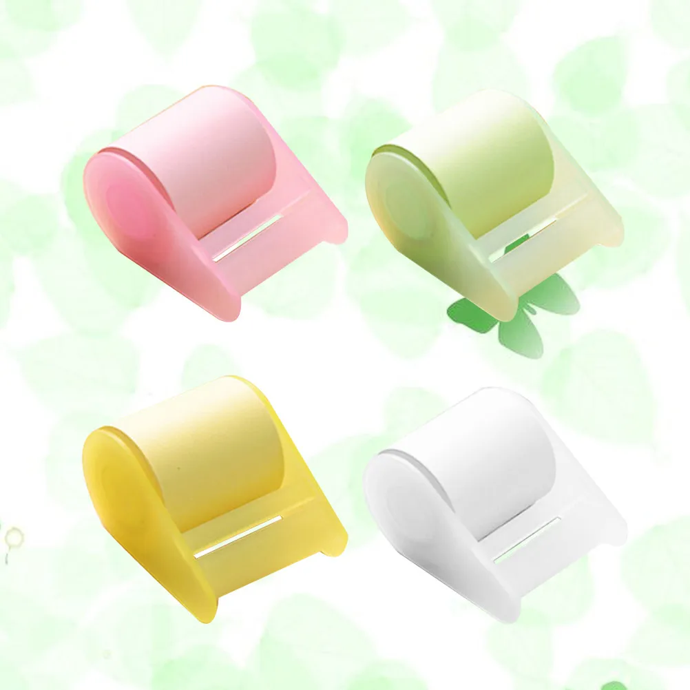 4Pcs Sticky Notepads Roll Super Sticky Self-Stick Notes Memo Pad Tape Dispenser Refillable for Home Office School