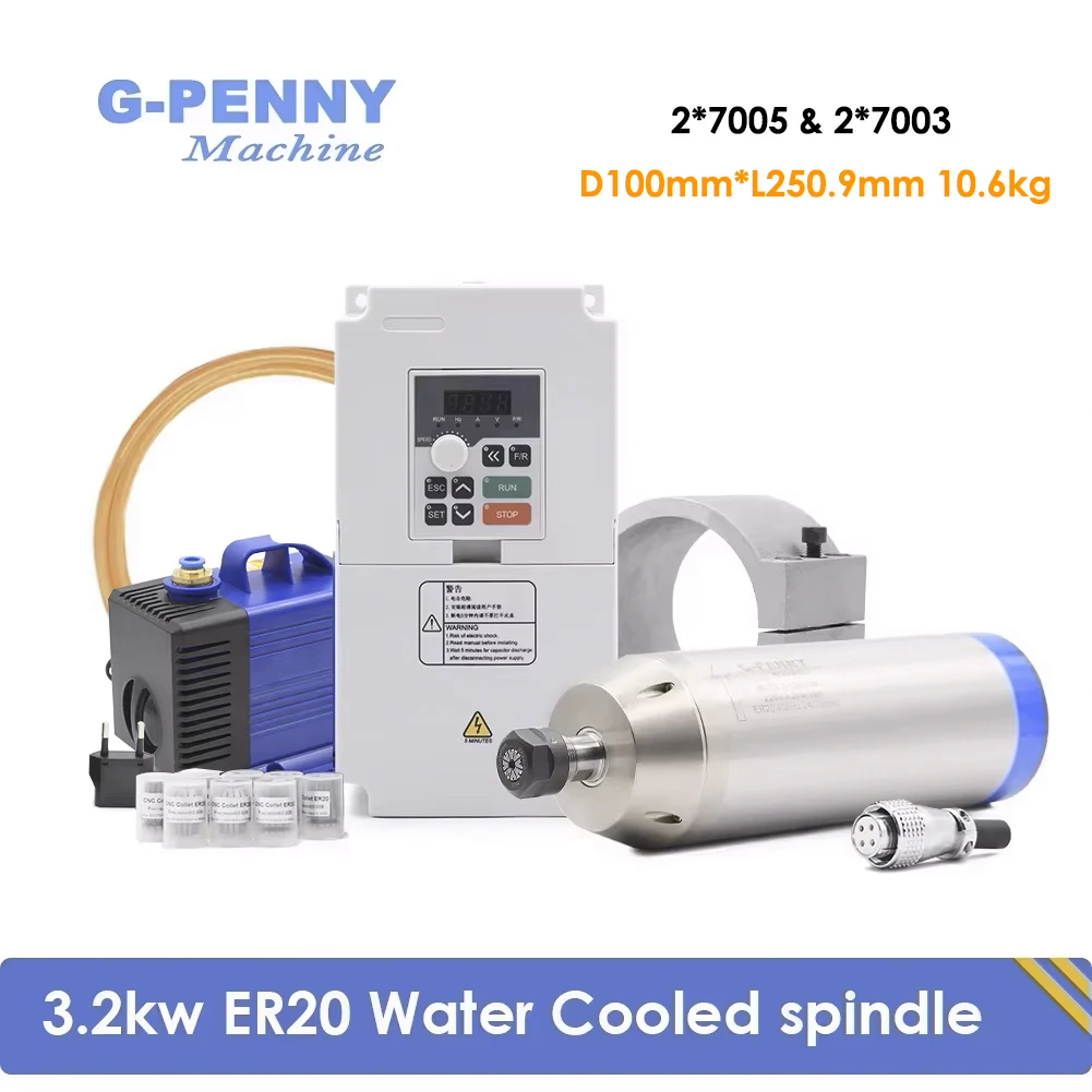 

Комплекты шпинделей G-Penny 3.2кВт 3.0кВт ER20 D100мм 220В/380В с водяным охлаждением, пулевидного типа, 400Гц 24000 об/мин для станков ЧПУ