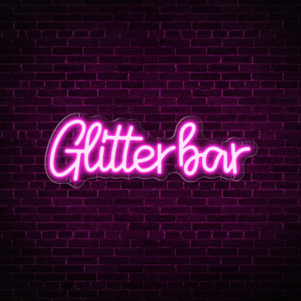 Gltter Bar LED Neon Sign USB Powered for Cozy Bedroom Man Cave Snack Bar Hotel Wedding Birthday Party Home Bars Parties Clubs