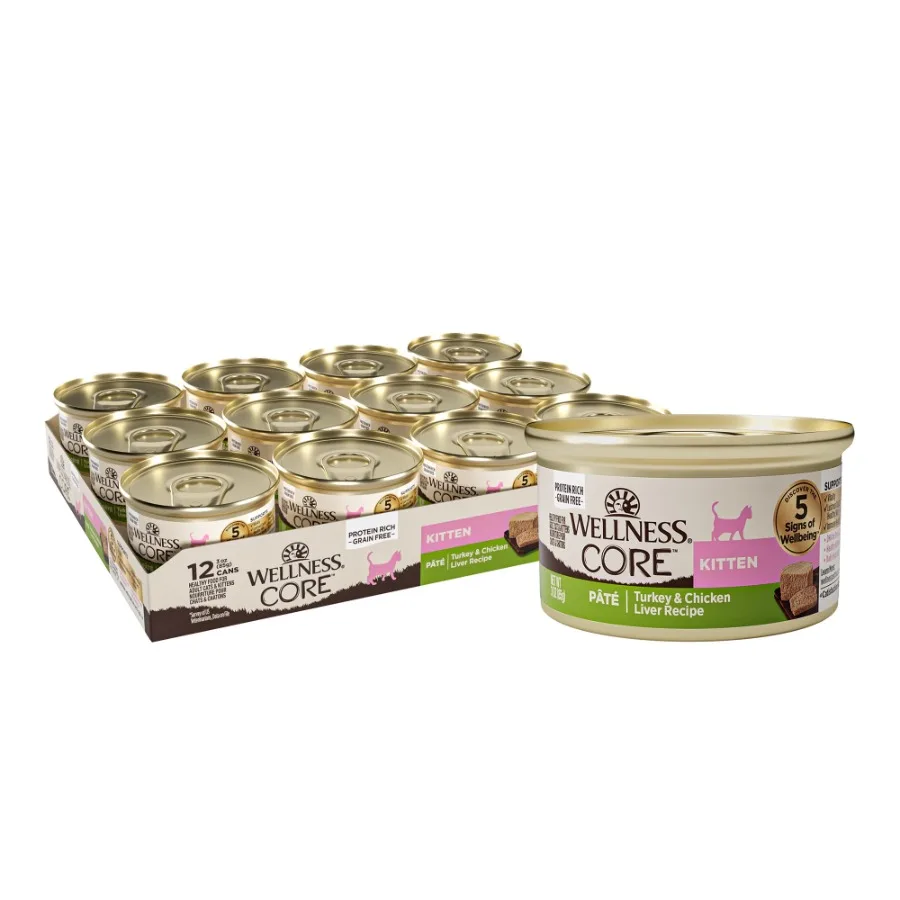

CORE Pate Kitten Canned Wet Cat Food, Natural, Protein Rich, Grain Free, Turkey and Chicken Liver Recipe, 3 oz, Pack of 12 Cans