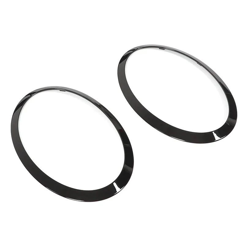 Black Headlight Trim Ring For Mini F55 F56 F57 2014-2021Y Left Right Front Headlights Frame Headlight Eyebrow Ring Cover Trim