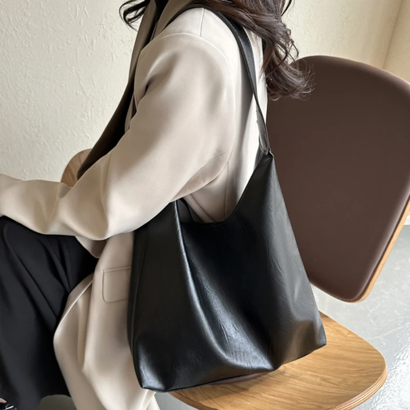 

Vintage Pillow Design PU Leather Boston Handbag For Women Casual Large Capacity Shoulder Crossbody Bags Fashion Shopper Totes