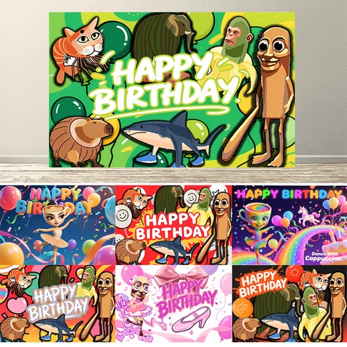 Juego divertido Tung Tung Sahur Tralalo tema decoración de fiesta de cumpleaños cartel italiano Brainrot fondo globo suministro de bebé regalo