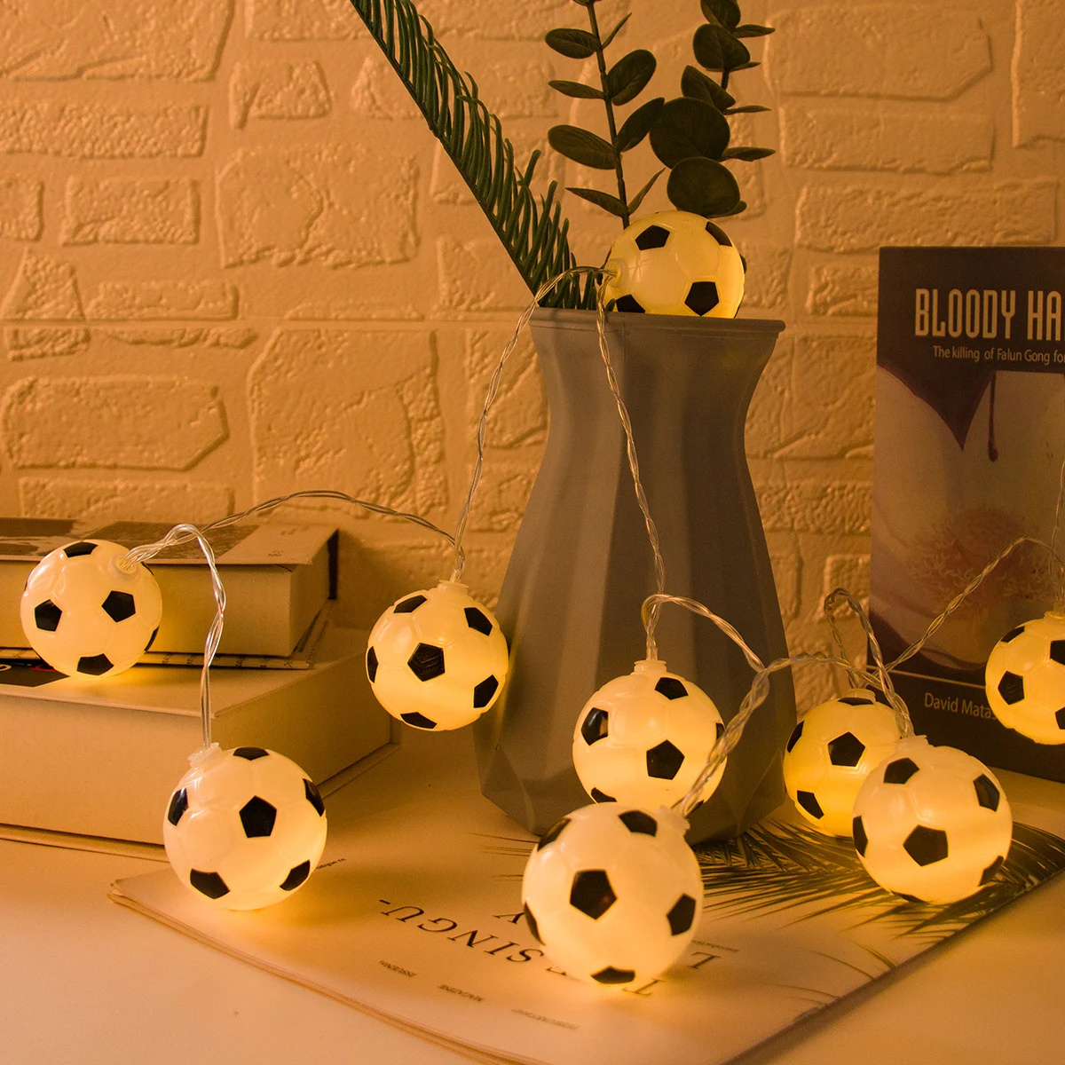 1.5M Soccer Ball String Lights, Battery Operated Football party Decorative Fairy Lights Sports Theme Party Kids boys Room Decor