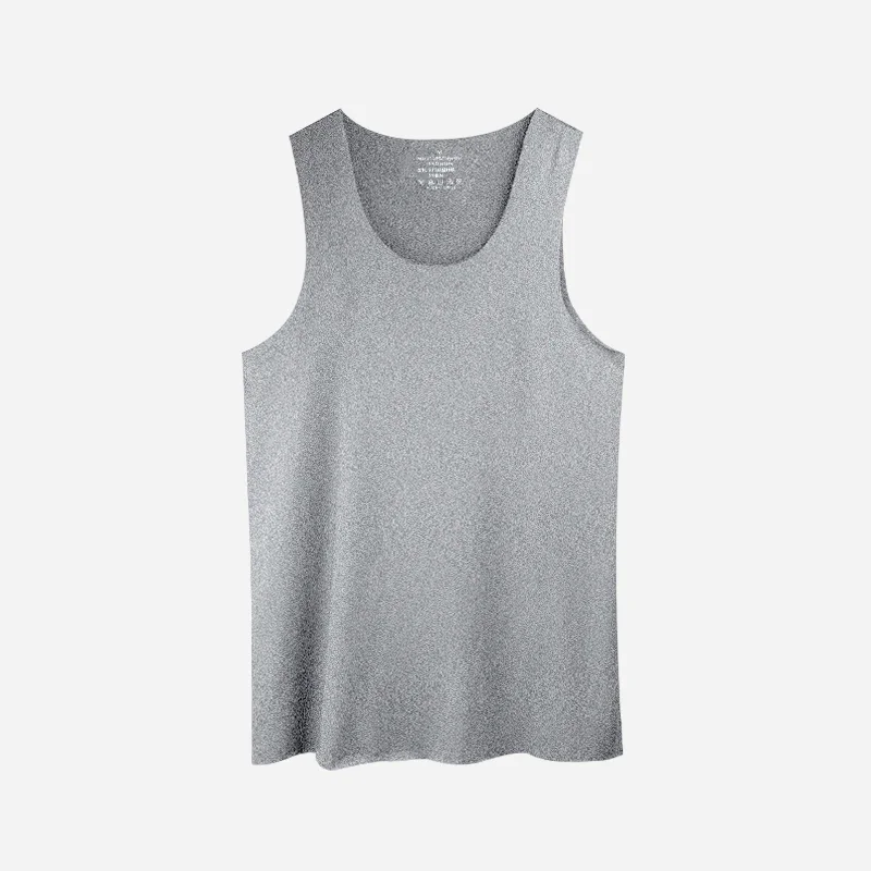 Men'sThinVestU-NeckEuropeanandAmericanLargeSize Men's Traceless Bottom Shirt Undershirt Breathable Quick-Drying Sports Underwear