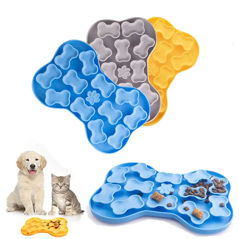 

Pet supplies Dog Slow Food Plate Food grade silicone cat suction cup licking pad Bone shaped pet toy choking pad