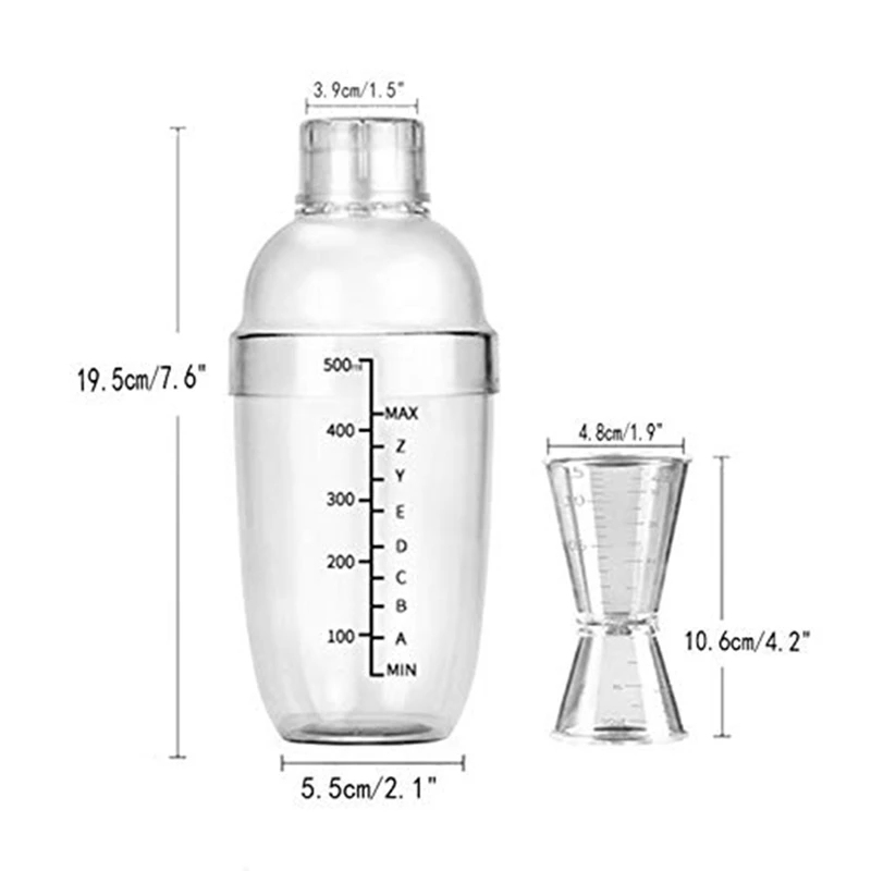 Cocktail Shaker, Plastic Cocktail Shaker Set Use Wine Shaker Bar Mixing Tool