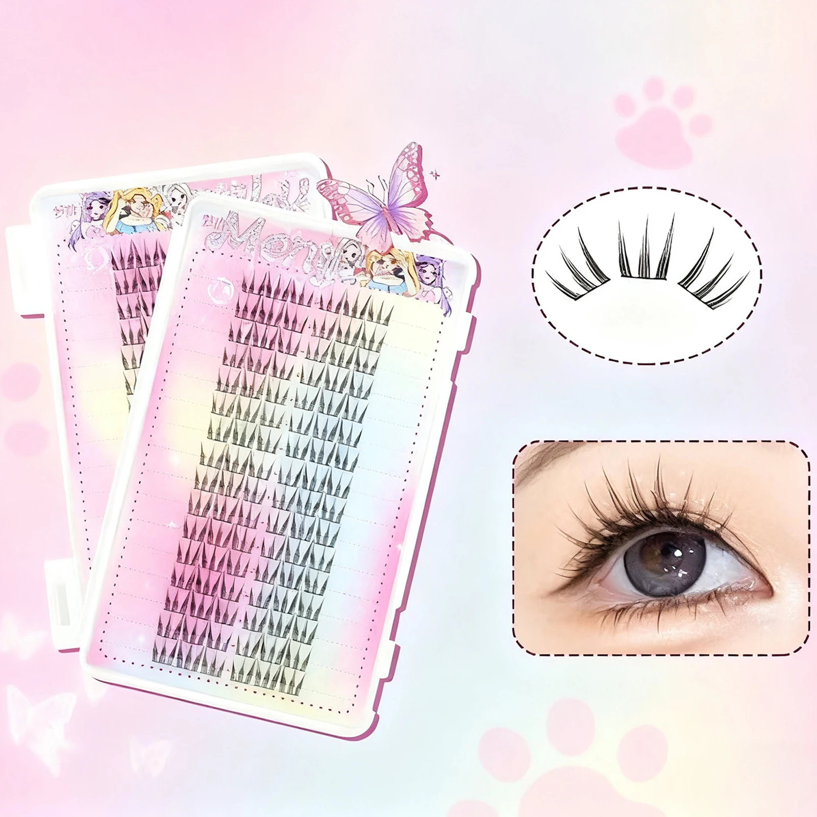 Cat Paw False Eyelashes manga individual Clusters lashes Natural Wispy Lash extenstions for cosplay Makeup Cosmetics tools