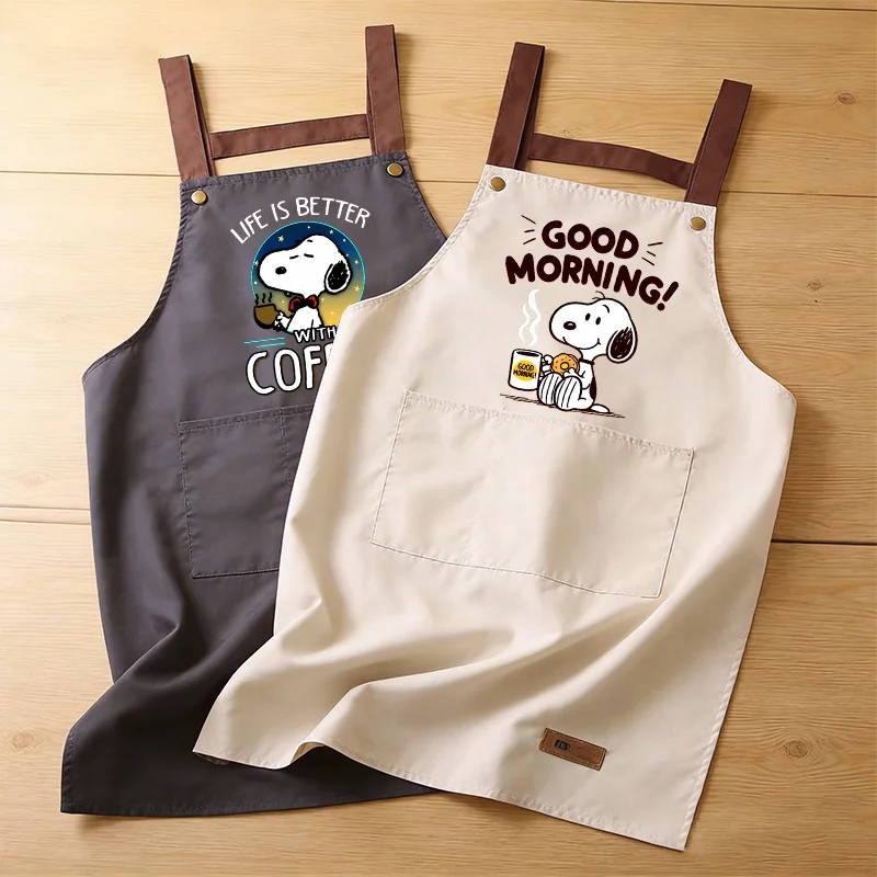 Фартук для готовки Snoopys: Модный водонепроницаемый фартук-комбинезон для мужчин и женщин, для кухни, дома, ресторана, в стиле аниме, для взрослых, аксессуар для кофейни