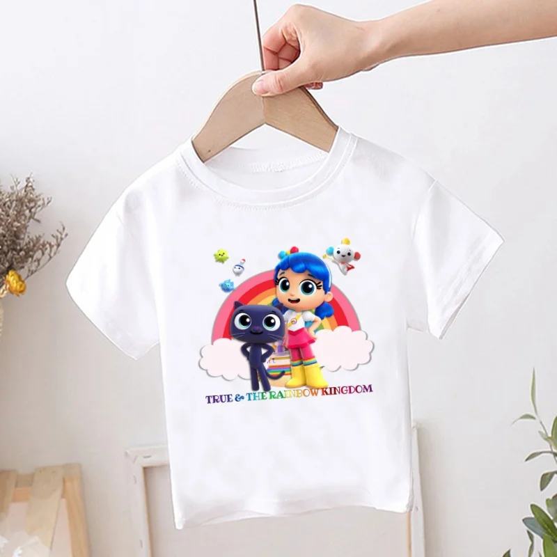 True and the Rainbow Kingdom Print Cartoon Cute Kids T shirt Girls Summer Tops Baby Boys Clothes Children Short Sleeve T-shirts