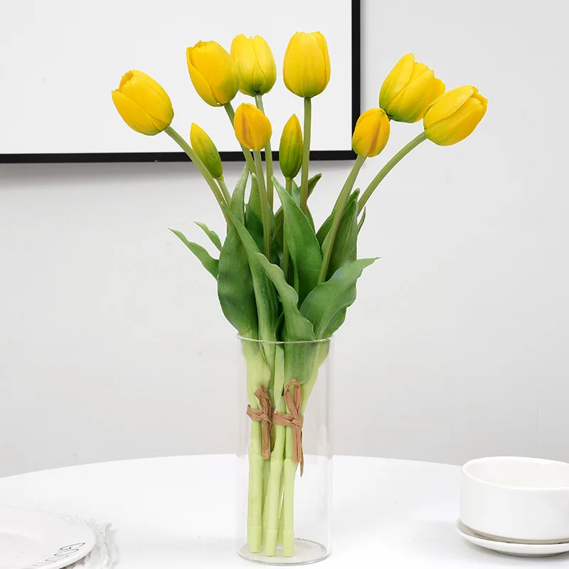 5pcs Luxury Tulip Artificial Flowers Real Touch Silicone Tulip Bouquet Home Room Living Room Wedding Garden Christmas Decoration