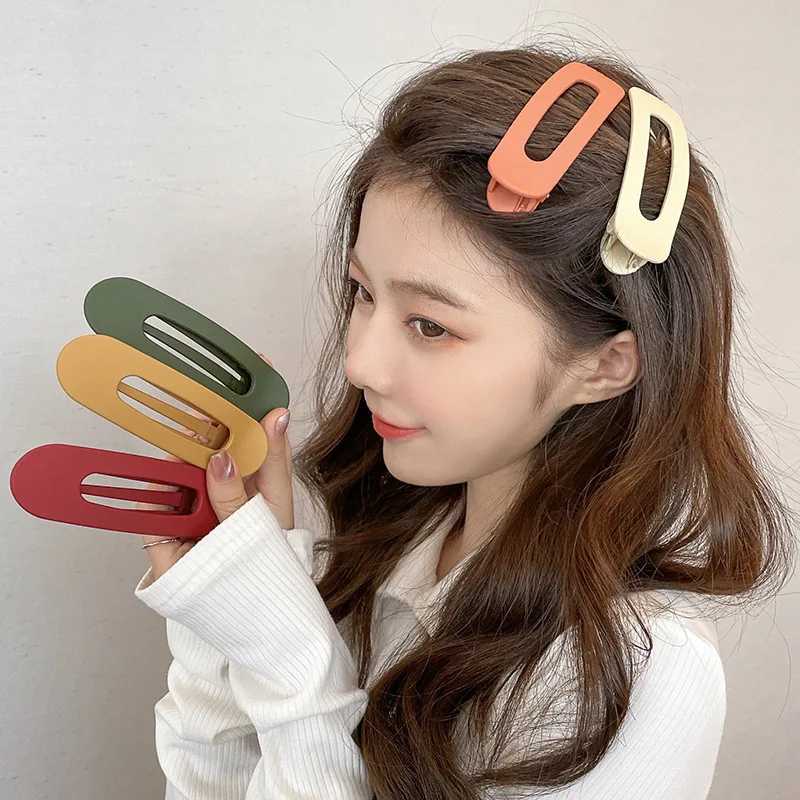 Korean Frosted Large Hair Clips For Women Girl Hair Clips Fashion Color Solid Acrylic Hairpins Toothed Non-slip Accesories