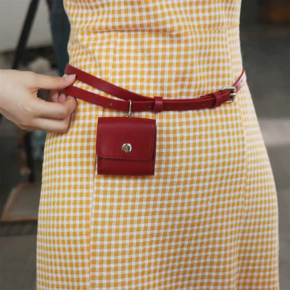 Ins الكورية نمط المرأة الخصر حقيبة بولي PU حزام أحمر الخصر حقيبة محفظة ريترو المرأة حقيبة بحزام المرأة