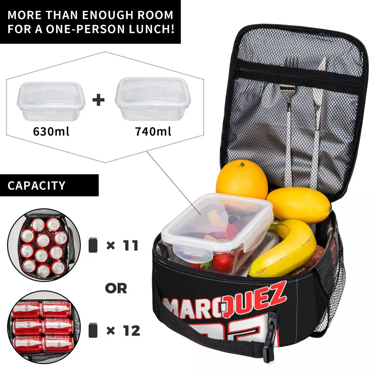 사용자 정의 오토바이-M-Marquezed 열 절연 점심 가방 모터 레이싱 피크닉 보관 식품 상자에 대 한 휴대용 점심 컨테이너