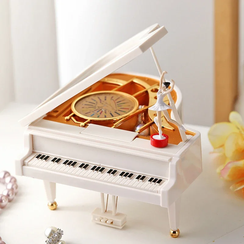 Piano Modelling Music Box Creative Friends Couple Birthday Gift Spinning Ballet Girl Music Box Home Decoration