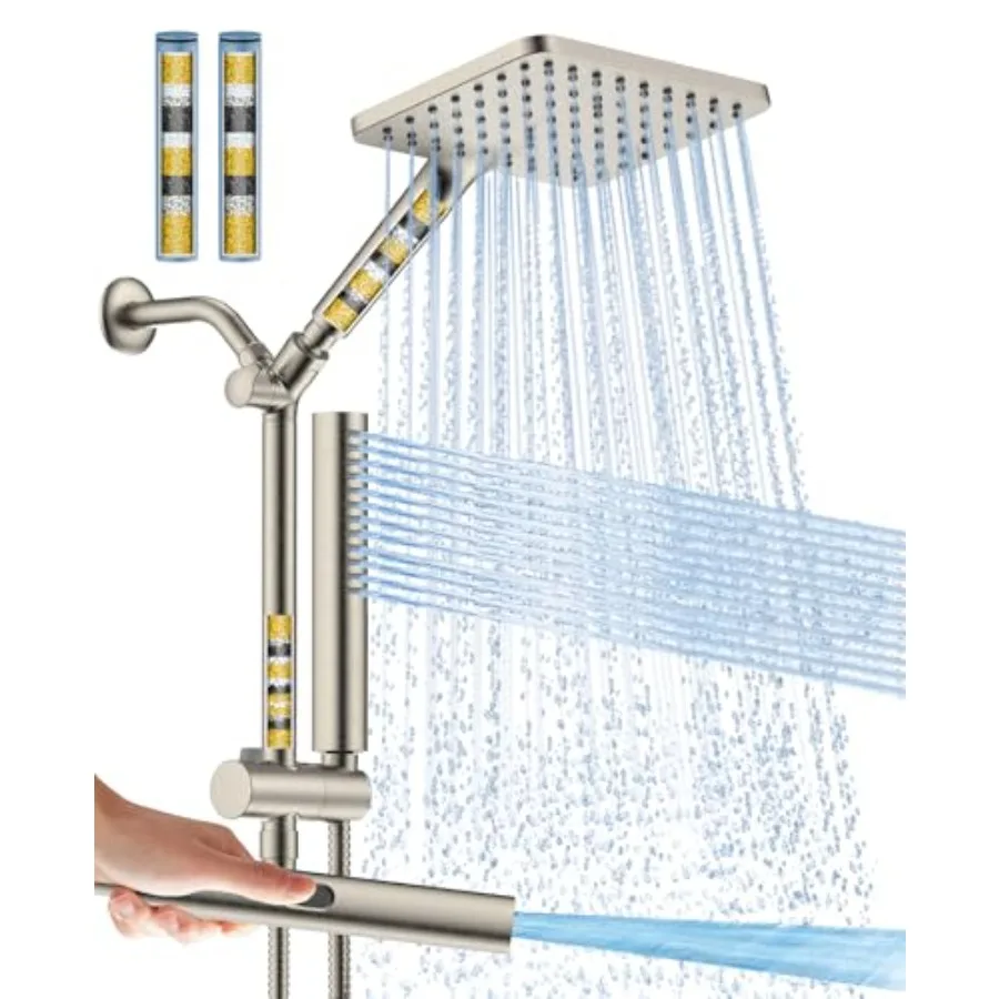 

Filtered Shower Head with Handheld Spray Combo High Pressure Rain Shower Head Dual Shower Head with Filters - Removes Chlorine