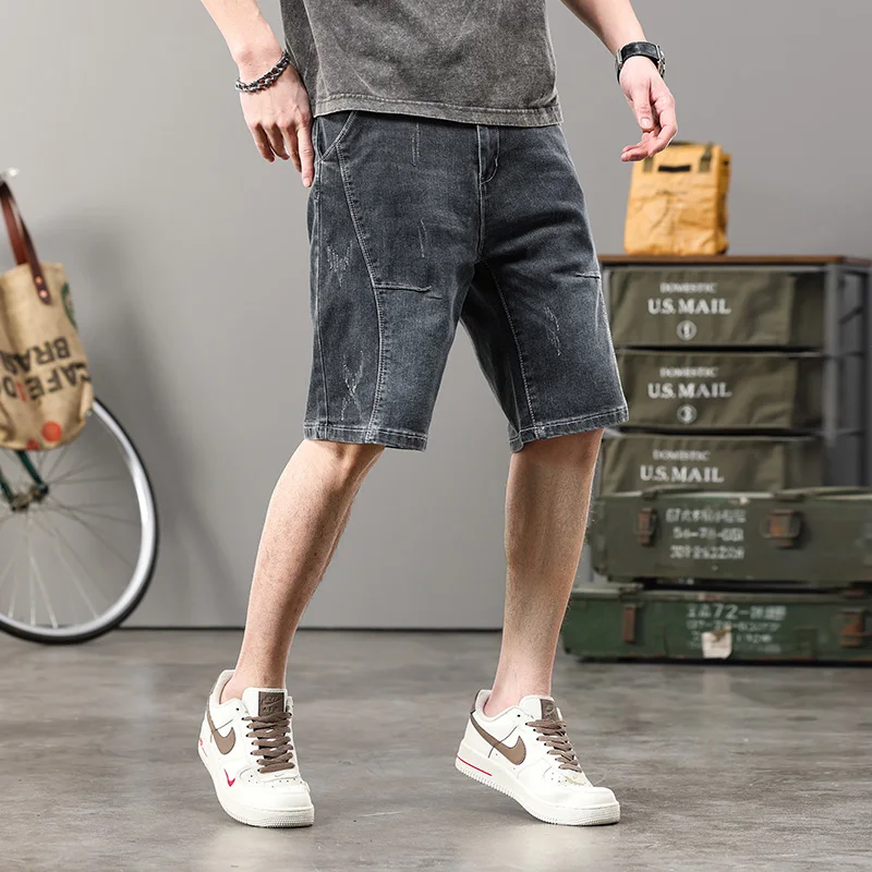 2026 summer new style men's summer thin denim shorts Casual Loose Men's Denim Shorts Large size 28-44