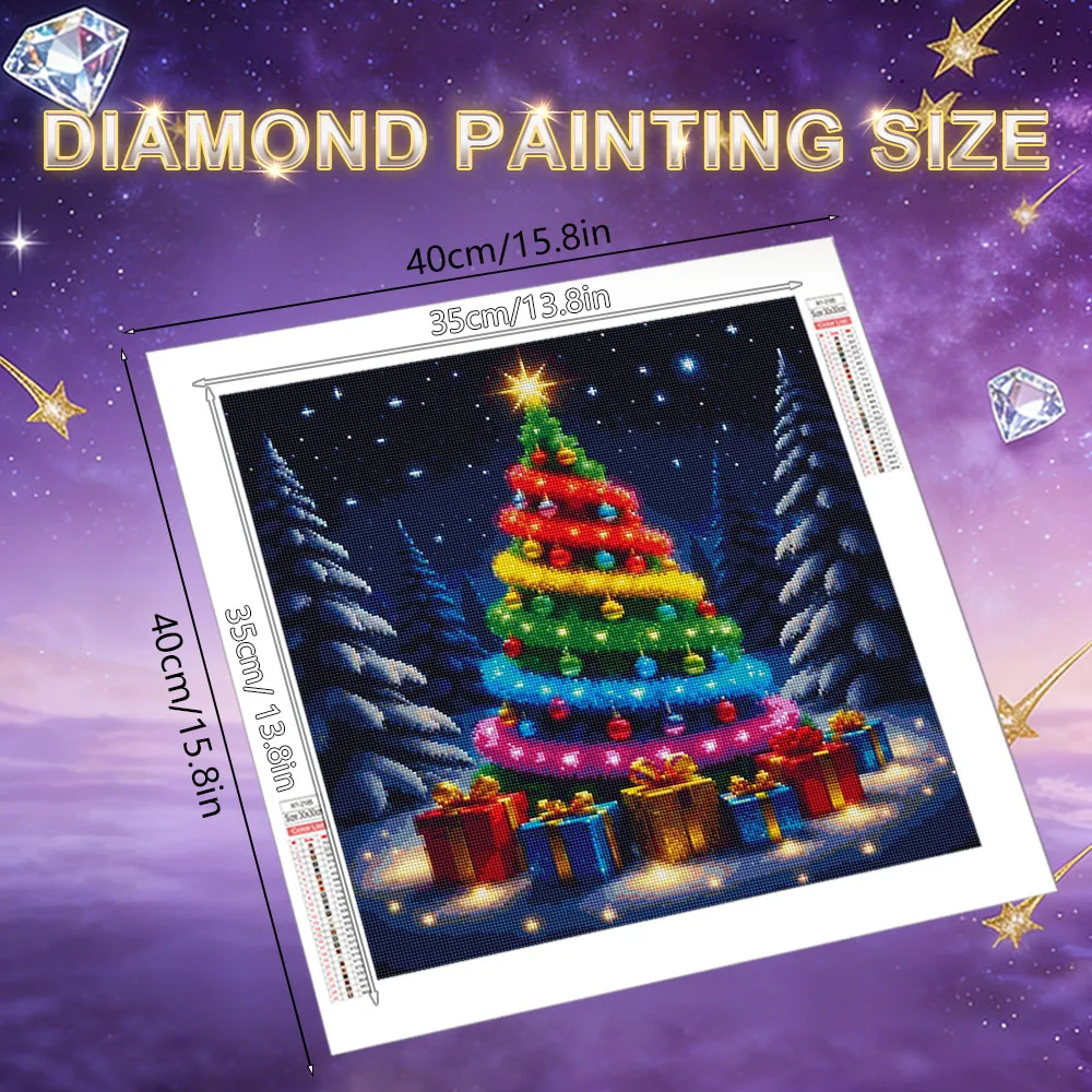 HUACAN Diamond Painting Kit Tree Christmas Landscape Colorful Handmade Diamond Mosaic New Collection Aurora Rhinestones