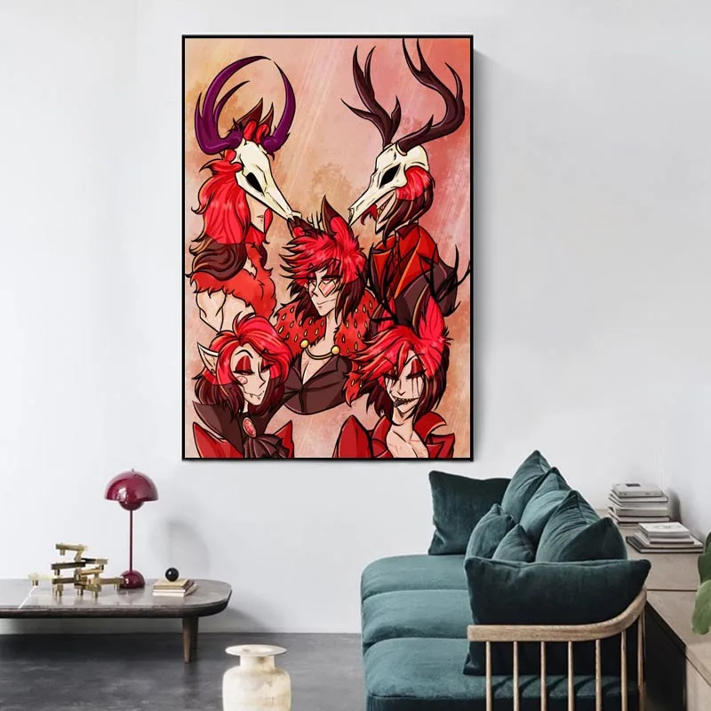 Alastor (Hazbin) Poster Wall For Living Room Art Poster Decoration Satin Fabric Bright Colors No Frame Morden Print Wall