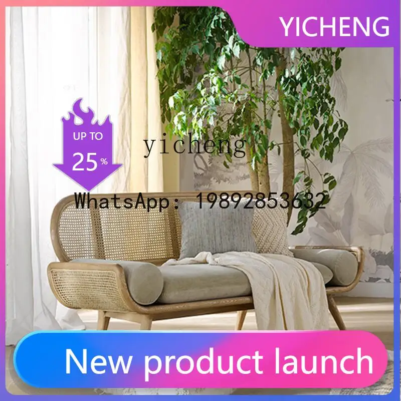 

Плетеное кресло-софа X из ротанга, простое современное, для небольшой квартиры, из массива дерева, для дома, для гостиной, тканевое