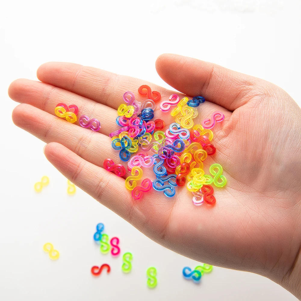 700pcs S Clips Hook and Elastic Different Color Rubber Loom Band For DIY Children Weaving Bracelet Women Jewelry Making Supplies