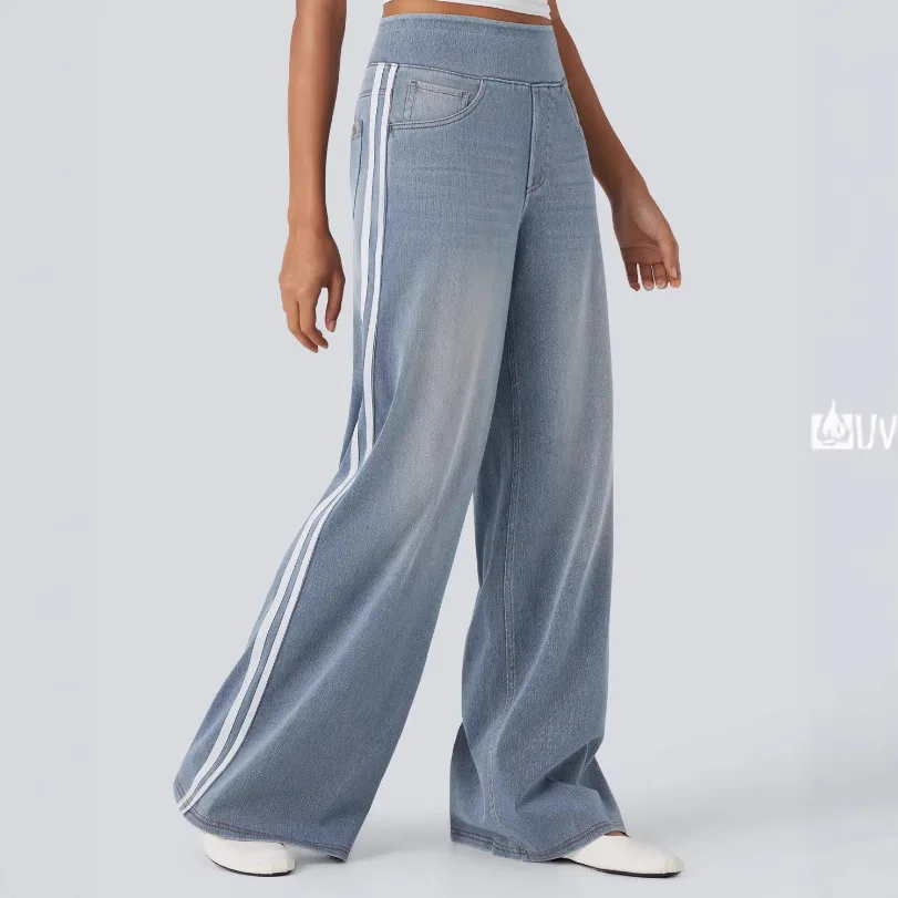 Casual Fashion Jeans Low Waist Sexy Straight Denim Pants Women's Mid-waist Loose and Thin Straight Mopping Jeans Trousers