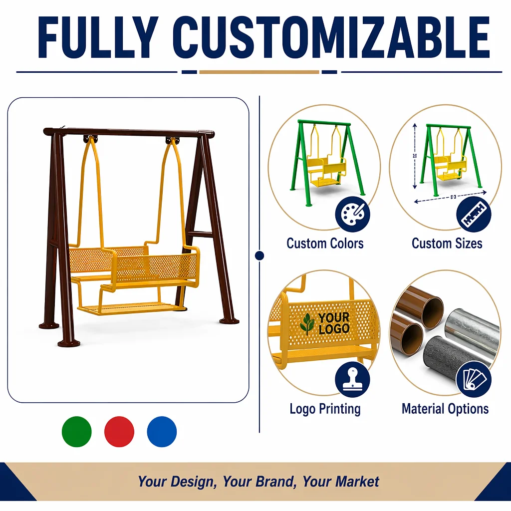 SageDelight Rides OEM Outdoor Playground Equipment Swing Set Kids LLDPE Plastic Steel School Preschool Daycare Manufacturer