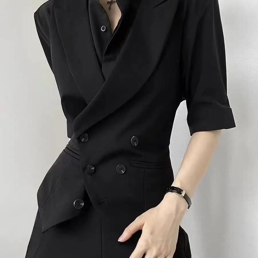 Black suit vest, cool stylish, unisex, high-end, gun collar, slim fit vest for women  tank top  ropa de hombre  sleeveless top