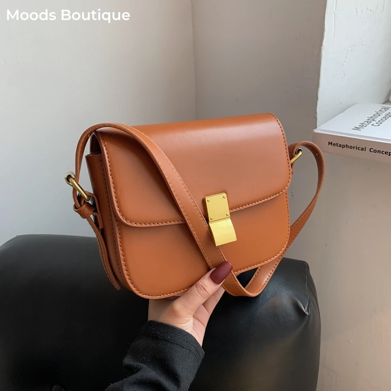 MOODS Flap Shape Crossbody Messenger Bags Retro Pure Color Commute Square Shoulder Bag 2024 Latest Trend Designer Handbag Luxury