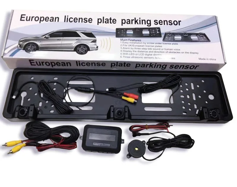 European License Plate Frame Backup Camera Rear View Camera with Reversing Radar System Parking Sensor