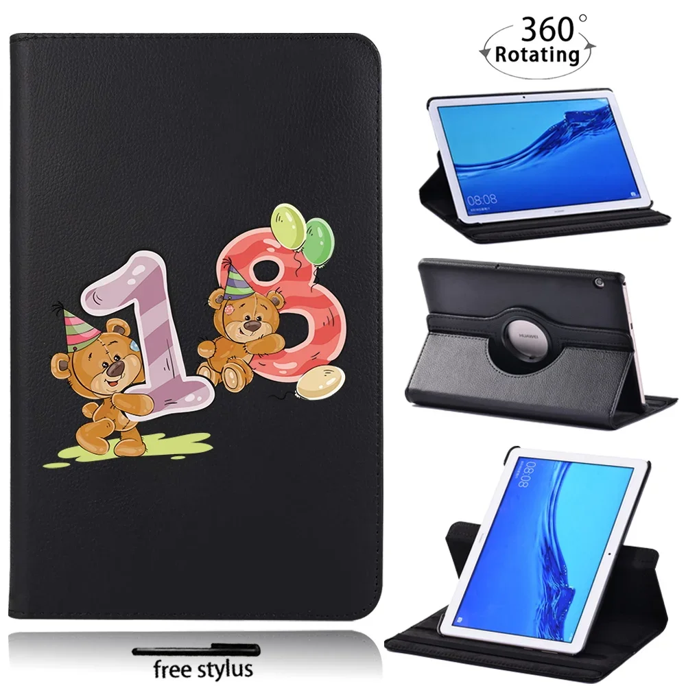 Coque pour tablette Huawei MediaPad T5 10 10.1 pouces/MediaPad T3 10 9.6 pouces, étui rotatif à 360 ° + stylet gratuit