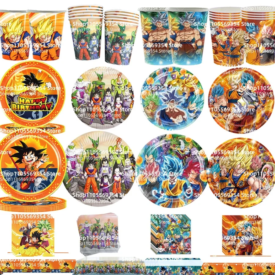 Anime Dragon Ball Geburtstagsparty Dekoration Tischware Tischdecke Pappbecher Teller Servietten Geschenke Partyzubehör