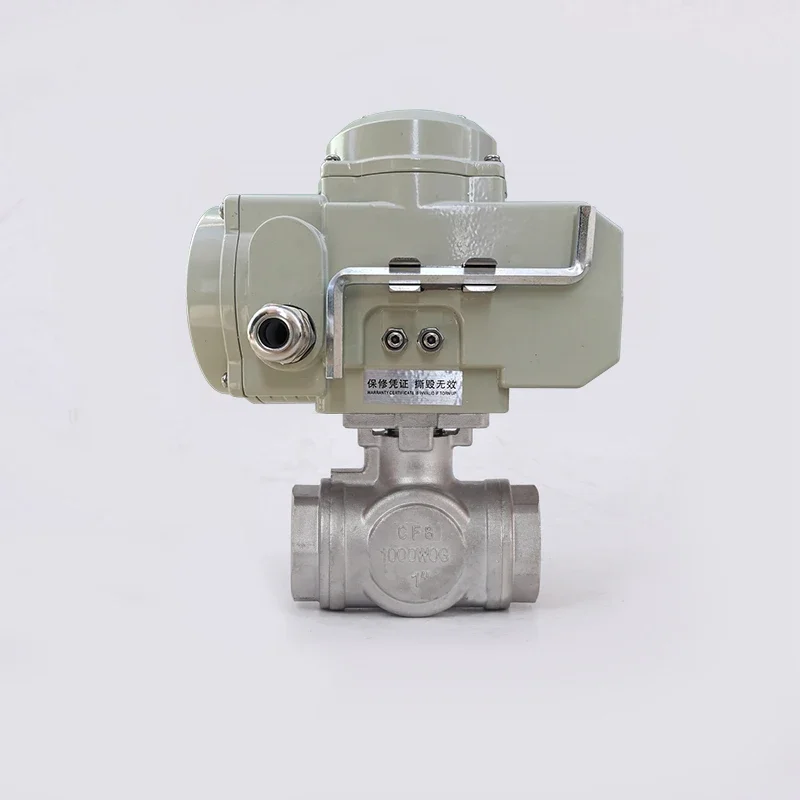 DN20 3/4 inch 3 Way L Port 1000 WOG 24 V dc Female Thread CF8M Stainless Steel 304 Electric Actuated Ball Valve