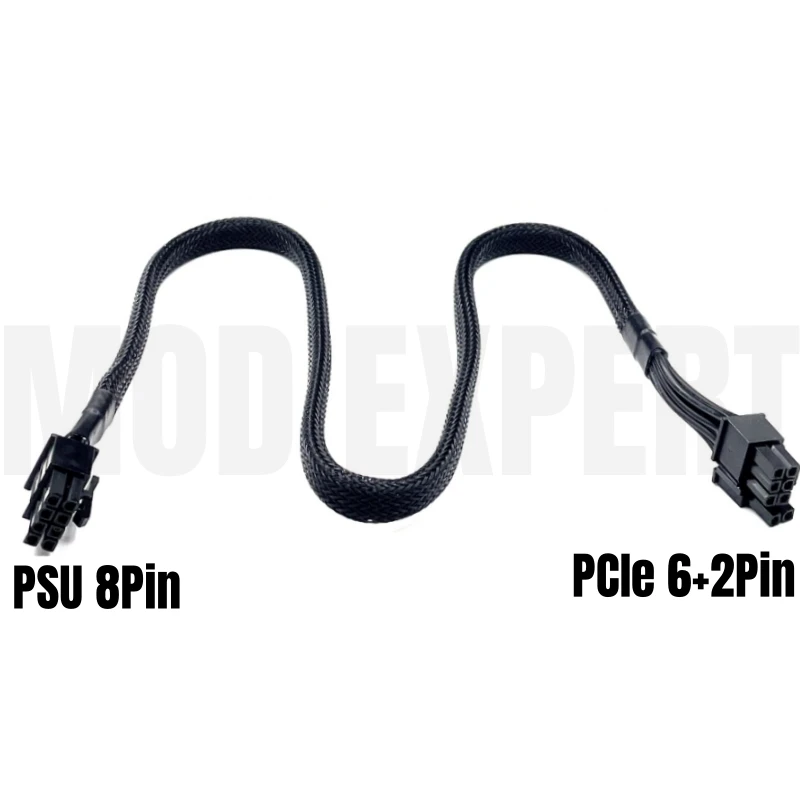 PCIe 8Pin 6+2Pin GPU Power Cable for Seasonic P Series Platinum 660W, 760W, 860W, 1050W, 1200W Modular Power Supply, Sleeved Net