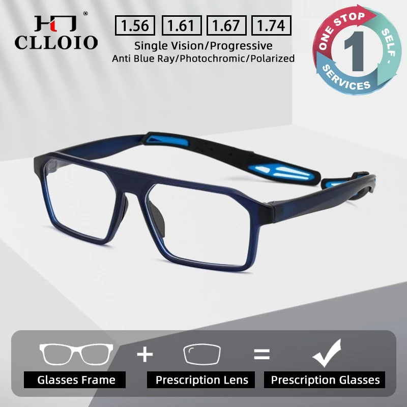 

CLLOIO Anti Slip Silicone Detachable Prescription Myopia Glasses For Basketball Outdoor Sports TR90 Progressive Reading Glasses