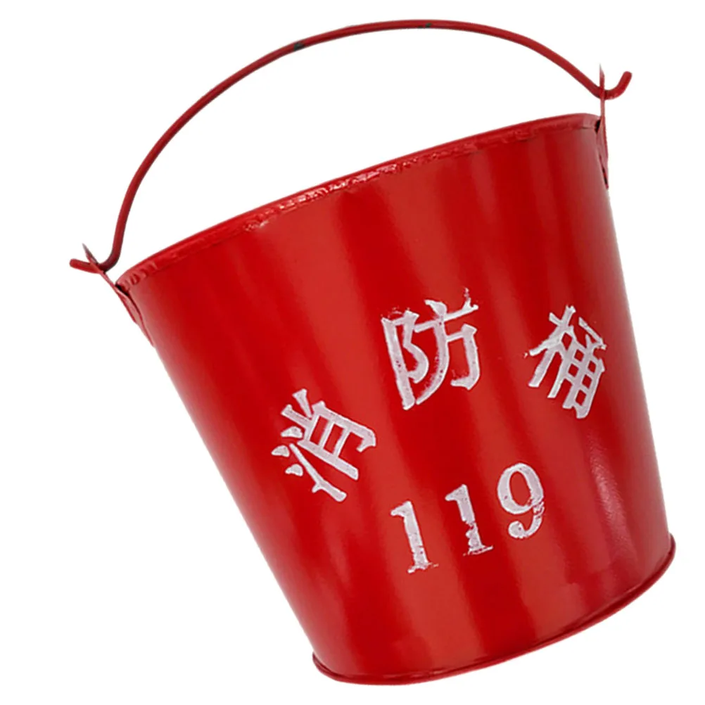

Fire Sand Bucket Half Round Thick Iron Portable Handle Storage Utility Metal Pail Fireplace Heat Resistant Red Design