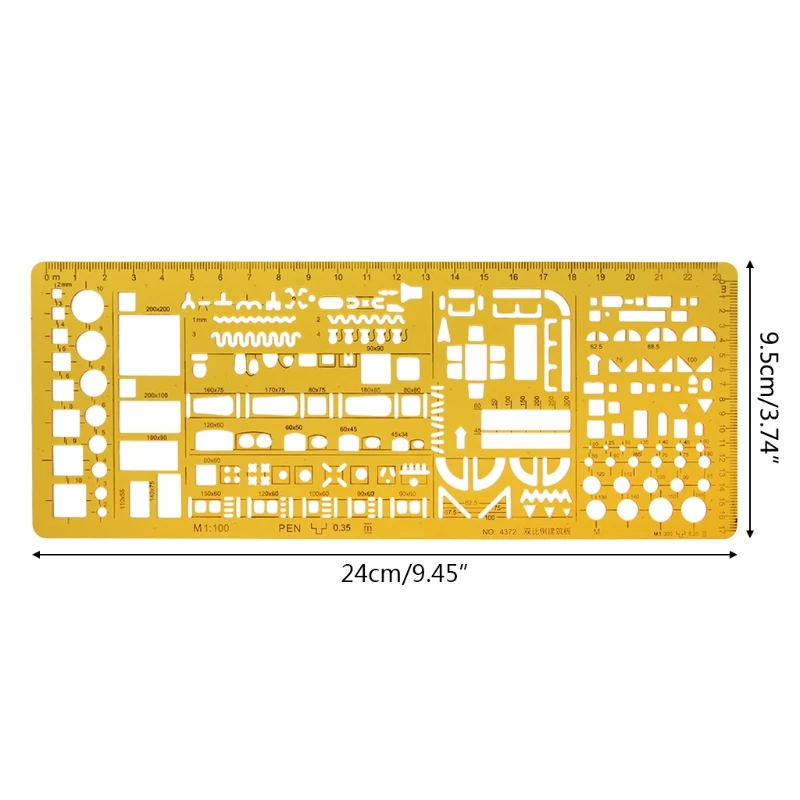 Professional Architecture Template Ruler, Desenho Stencil, Measuring Tool for Student