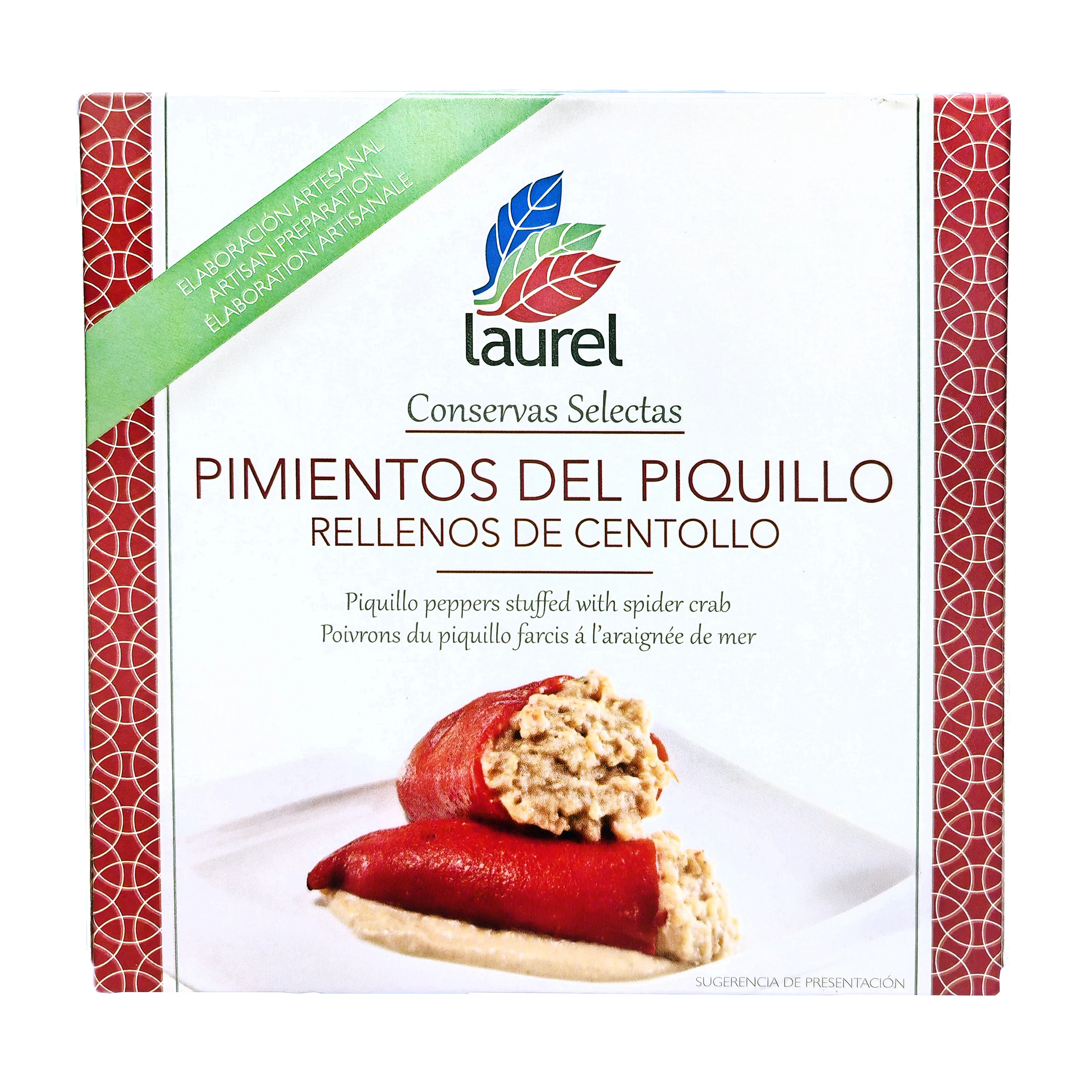 Pimientos del piquillo rellenos de Centollo. Conservas Laurel