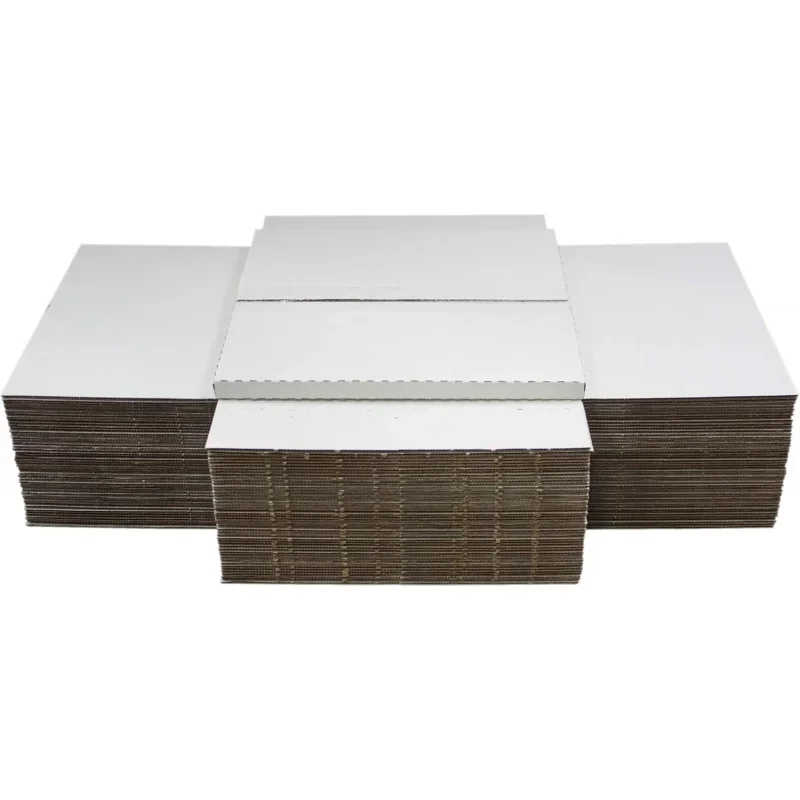 (50) White Vinyl Record LP Mailer Boxes - Holds 1 to 3 12 Records - Adjustable Height - Strong 32 ECT Cardboard #12BC0