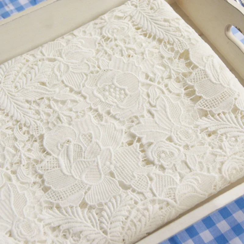 Embroidered Lace Fabric Flower Pattern for Clothing Dress Cheongsam Designer Handmade Diy Sewing Material Cloth Wholesale