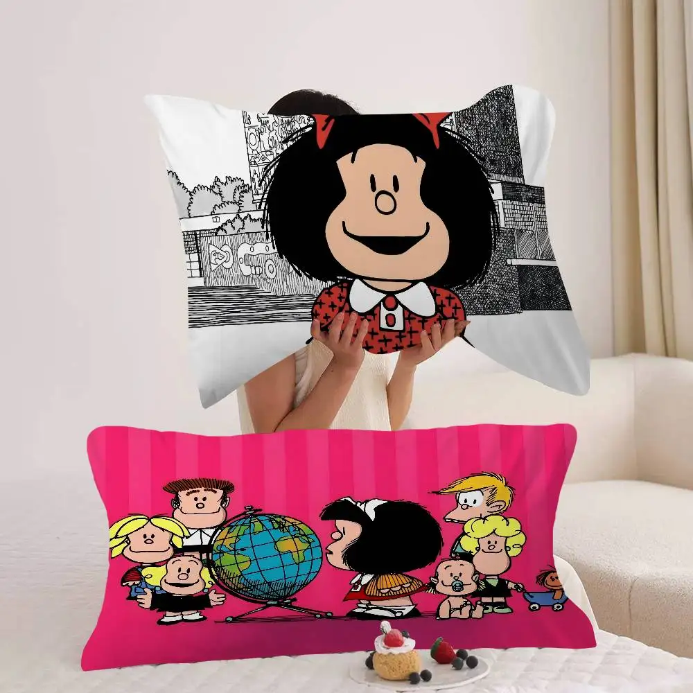 Cartoon M-Mafalda Pillow Towel Made of Polyester Non-slip Cartoon Style Breathable Washable Pillowcase for Home Use