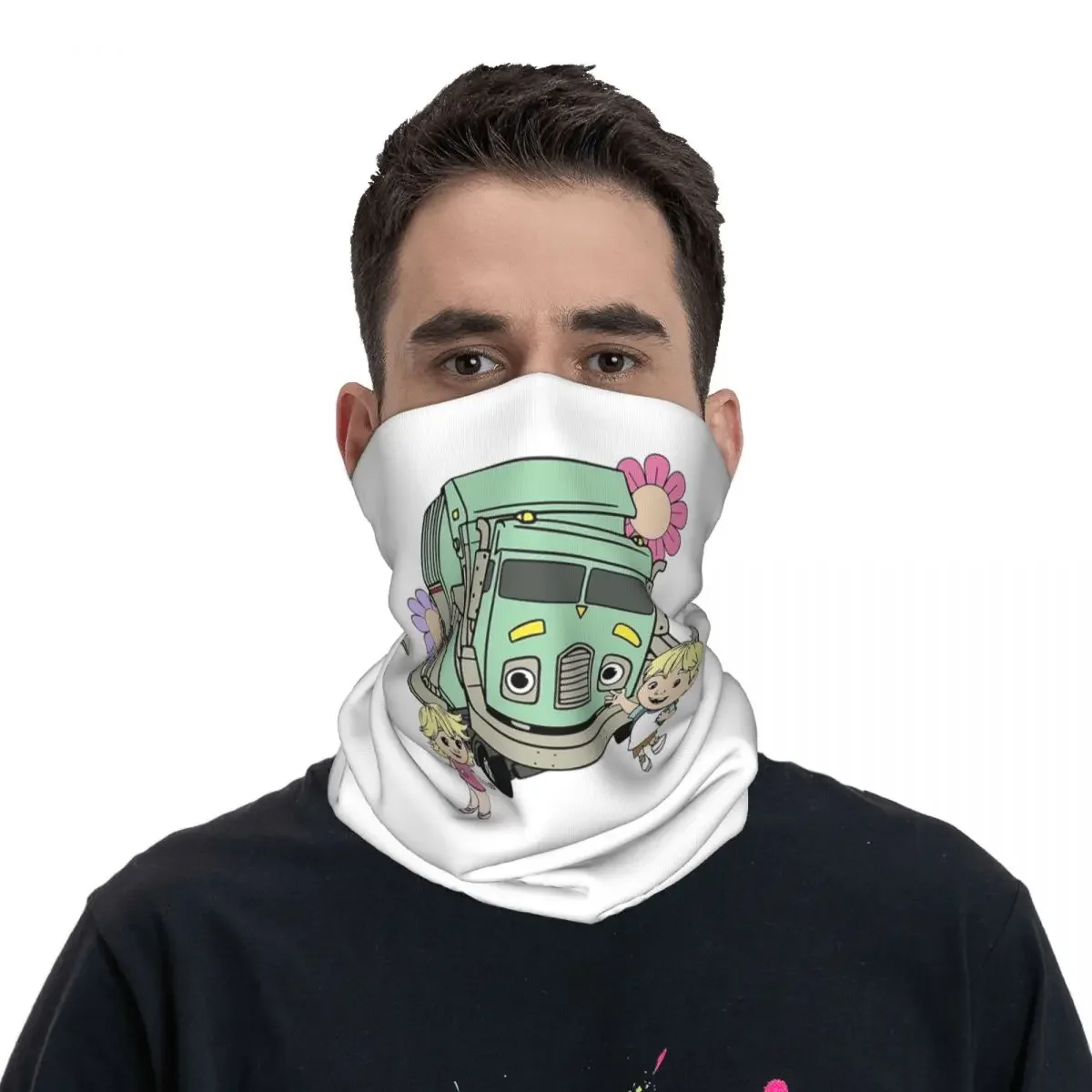 Trash Truck Floral Retro Character Art Bandana Neck Gaiter Printed Face Scarf FaceMask Outdoor Sports For Men Women Adult