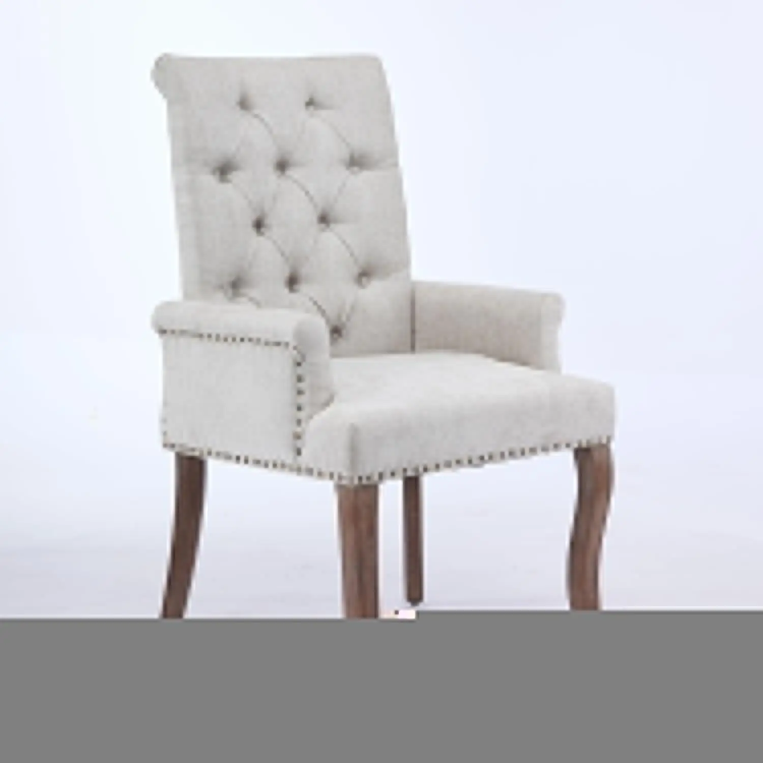 

Обеденный стул из тафтингового шенилла с подлокотниками и декоративной отделкой, каркас из массива дерева, в современном фермерском стиле, для кухни и гостиной, 1 шт., на заказ