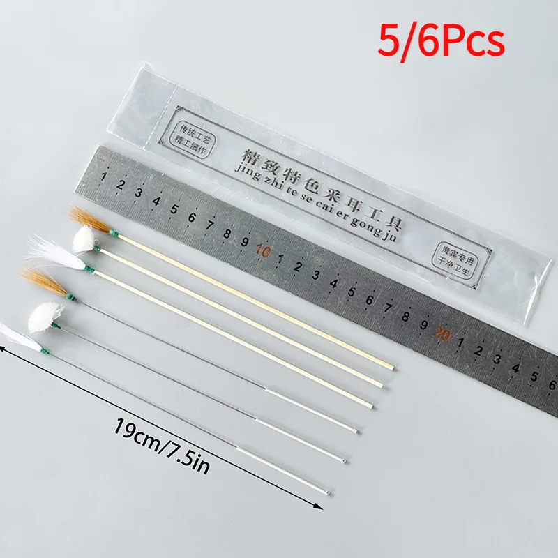 *5/6Pcs Feather Ear Pick Wax Remover Curette Ear Dig Tool Spoon Cleaner Stick Ear Dig Tools Ear Care Massage Relaxing