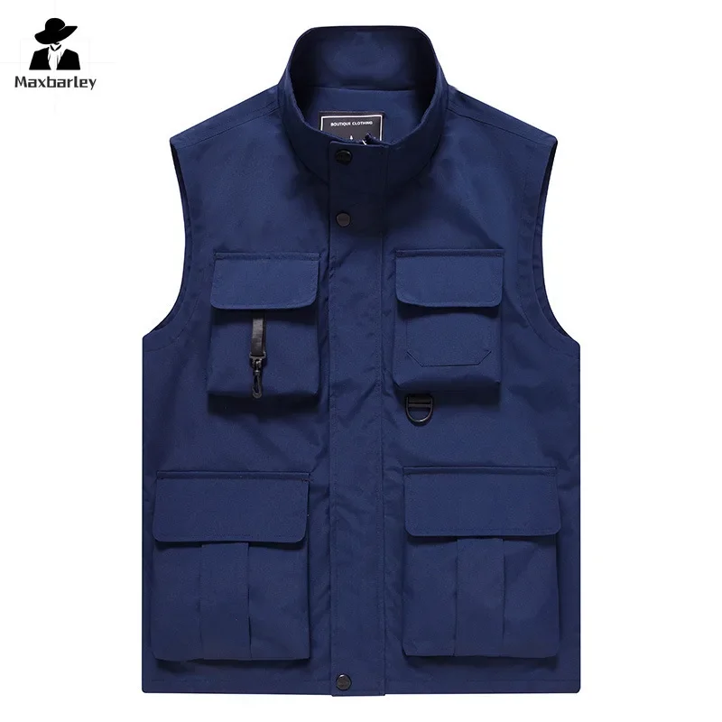 Spring Summer Vest Men's Casual Fashion Mesh Quick-drying Sleeveless Work Jacket Men's Outdoor Photographer Fishing Pocket Vest