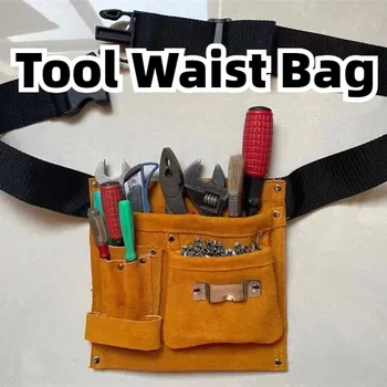 حقيبة أدوات الخصر المحمولة، منظم الأدوات الجلدية، حزمة الخصر متعددة الوظائف، أداة تخزين ذات سعة احترافية للعمل الكهربائي