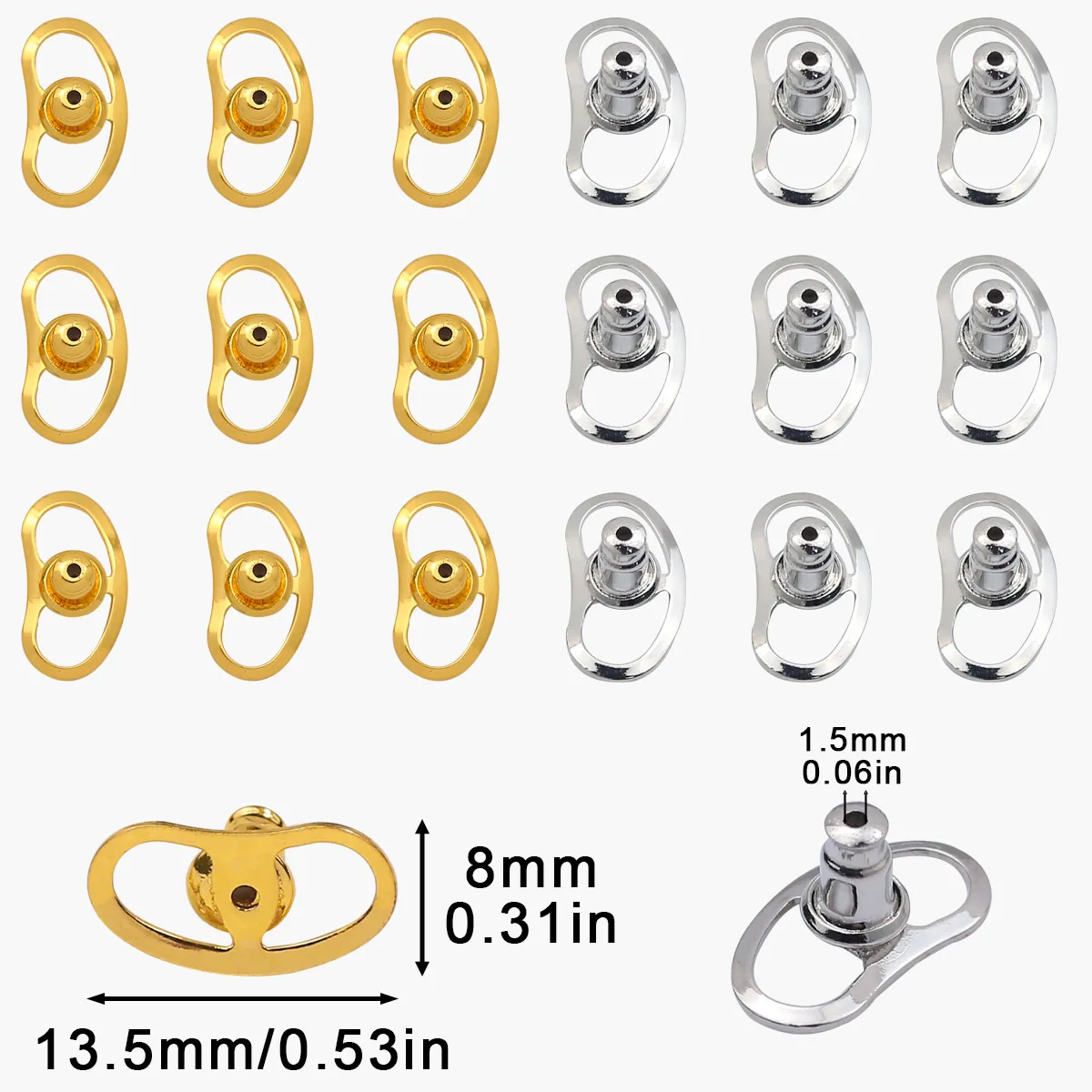 2pcs Gold Pig Nose Shape Earring Backs Replacement Earring Lifters Locking Bullet for Studs Heavy Droopy Ears Jewelry Making