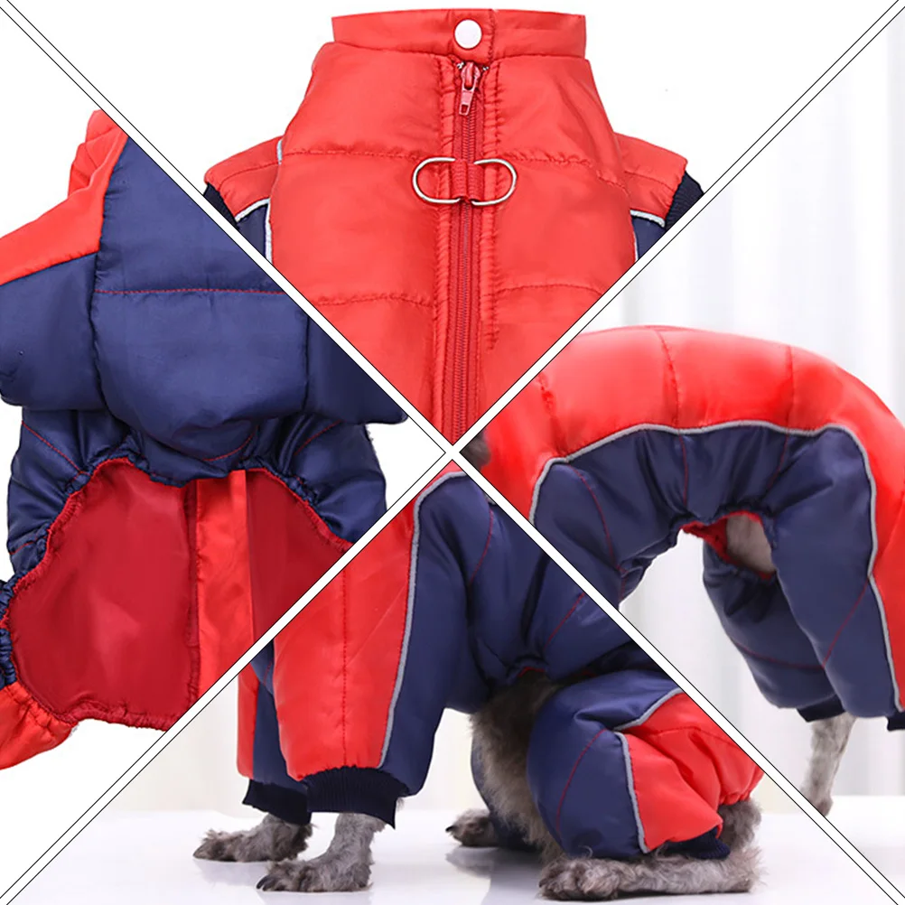 

1pc Pet Cotton Coat Red Blue Waterproof Winter Clothes For Dogs Warm Jacket Outdoor Walking Reflective Stripe Dog Costume Pet