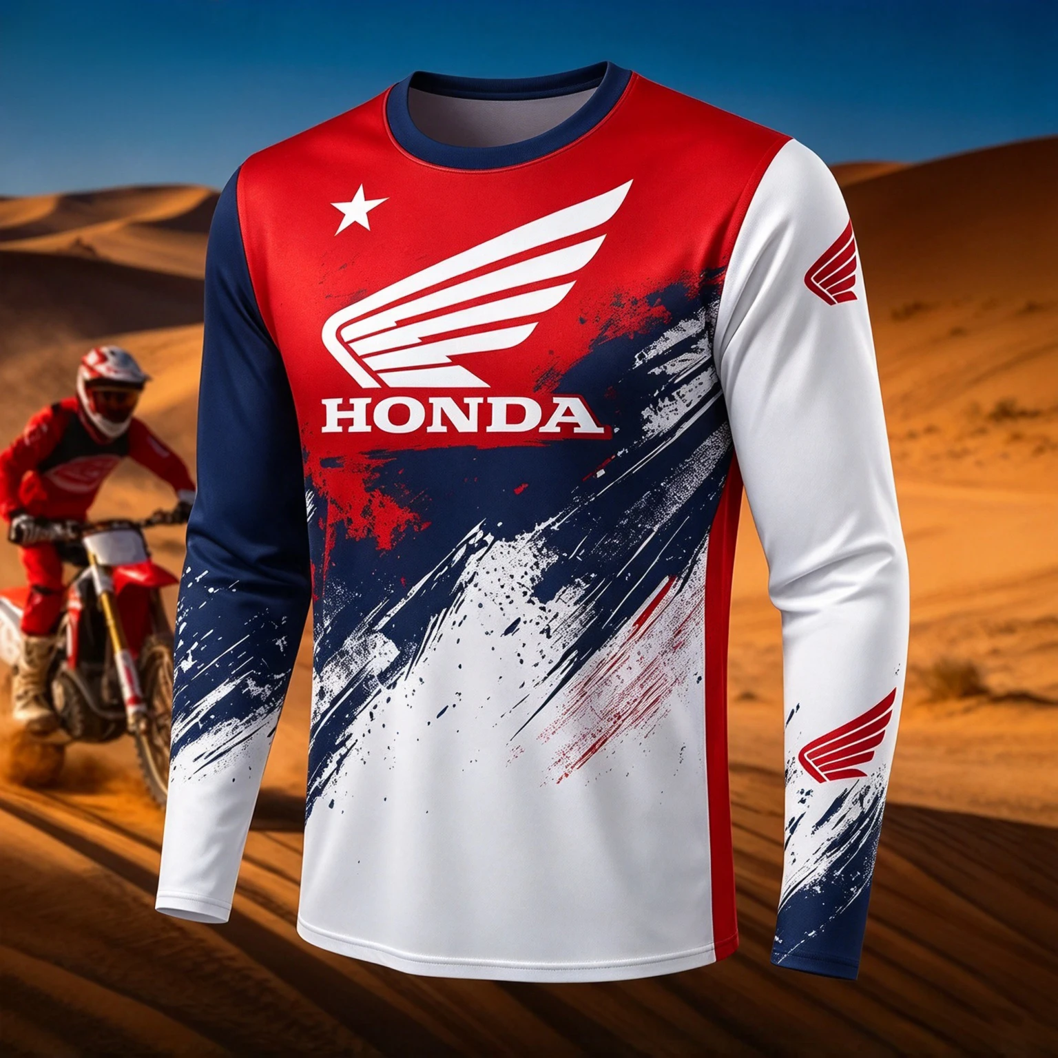 Motocross Neues Trendiges Herren- und Damen-Motociclista Biker Honda Schnelltrocknendes Atmungsaktives Langarm-T-Shirt für Motorradfahrer – Detail 8