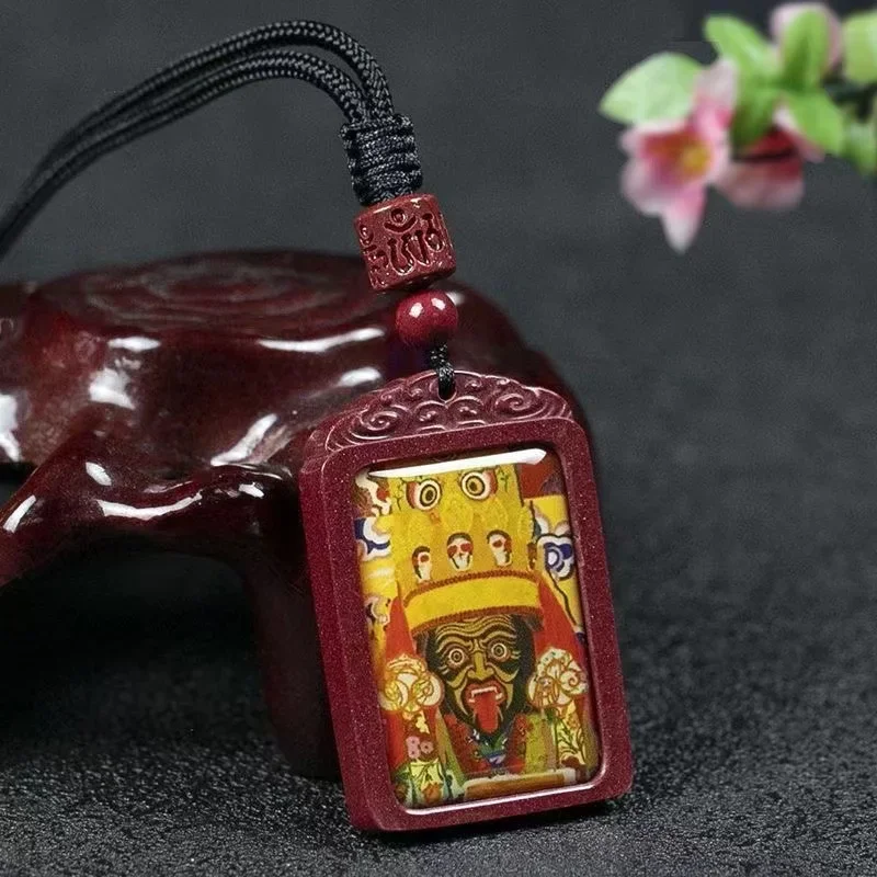 Cinnabar Kazakiram Pendant Lurangama Curse Yellow God of Wealth Thangka Heart Sutra Dragon 5 Master Pendant